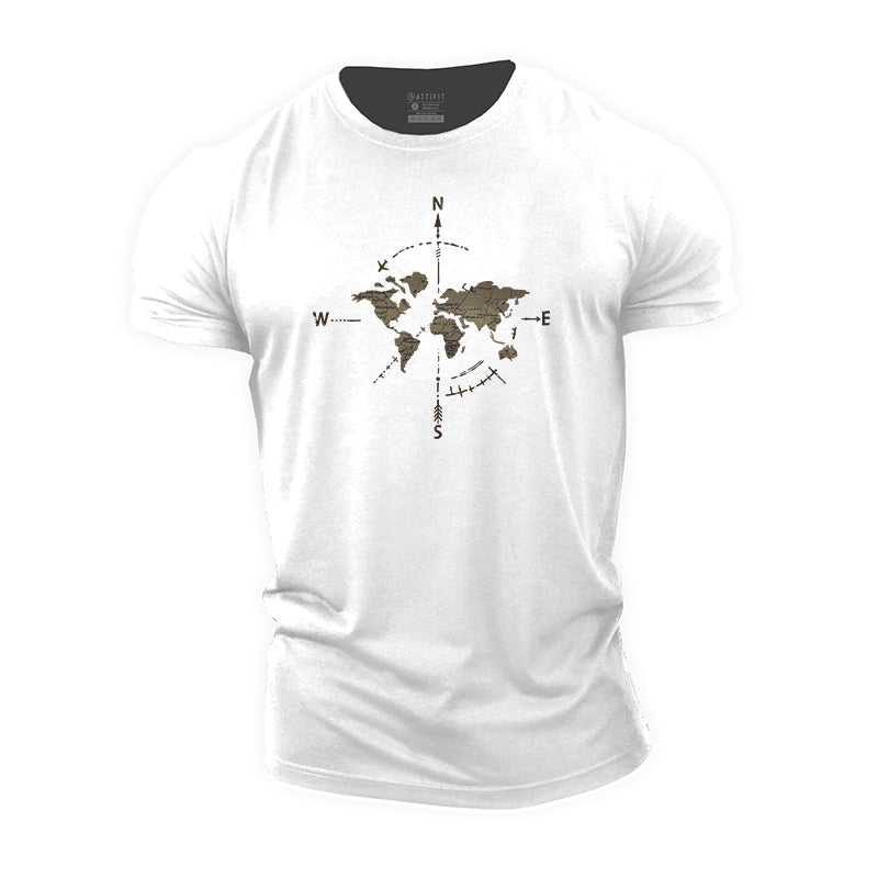 Compass Map Cotton T-Shirt