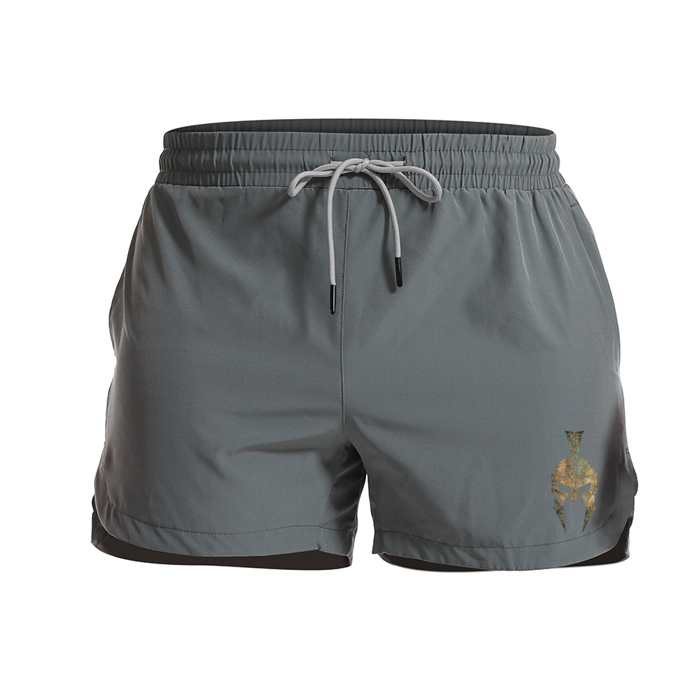 Metal Spartan Helmet Graphic Shorts