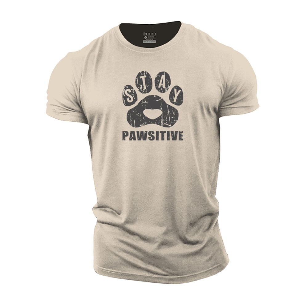 Stay Pawsitive Cotton T-Shirt