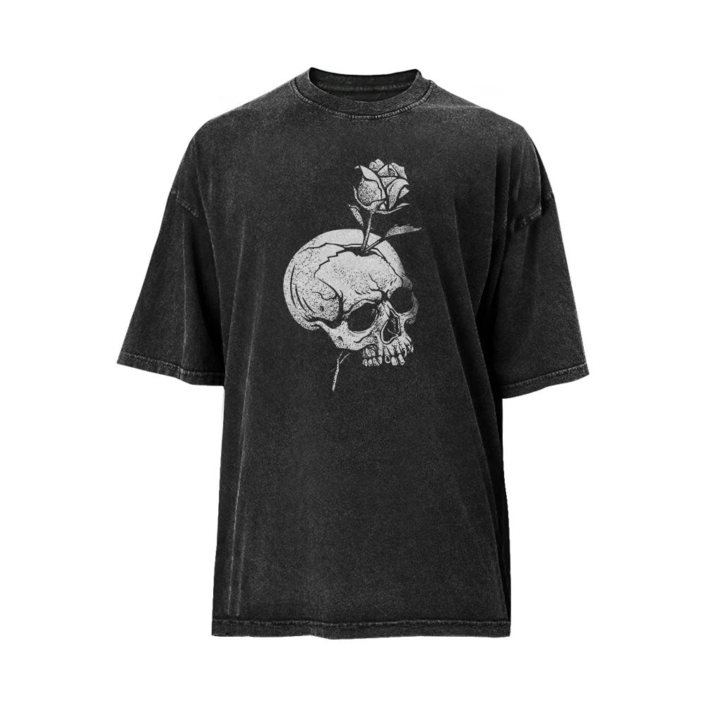 Rose Skull Washed T-Shirt