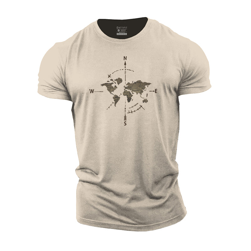 Compass Map Cotton T-Shirt