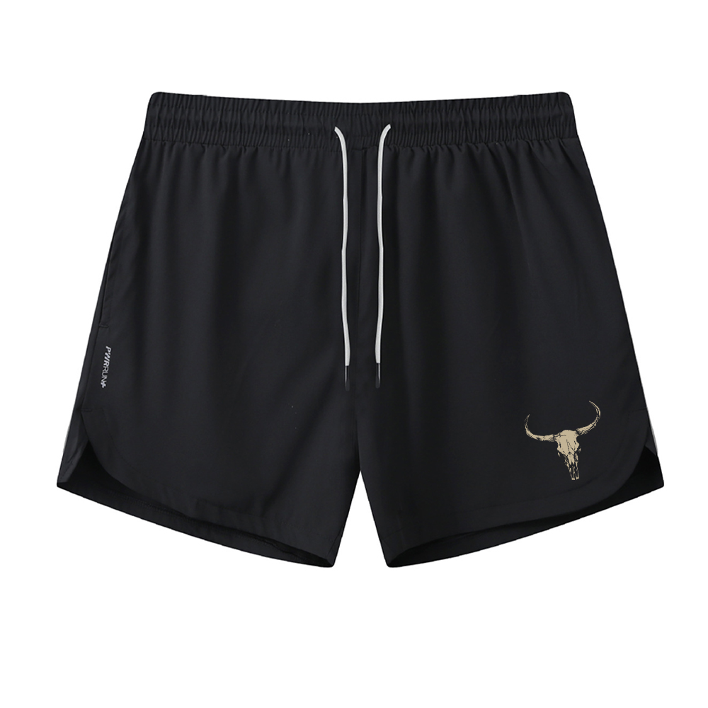 Bull Skull Graphic Shorts