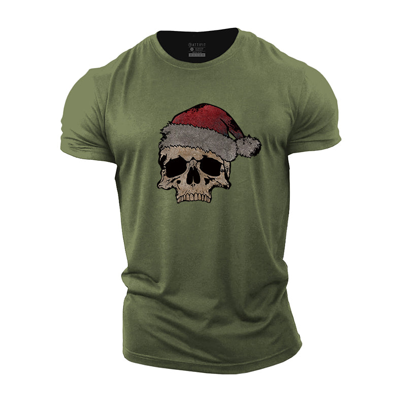 Christmas Skull Cotton T-Shirt