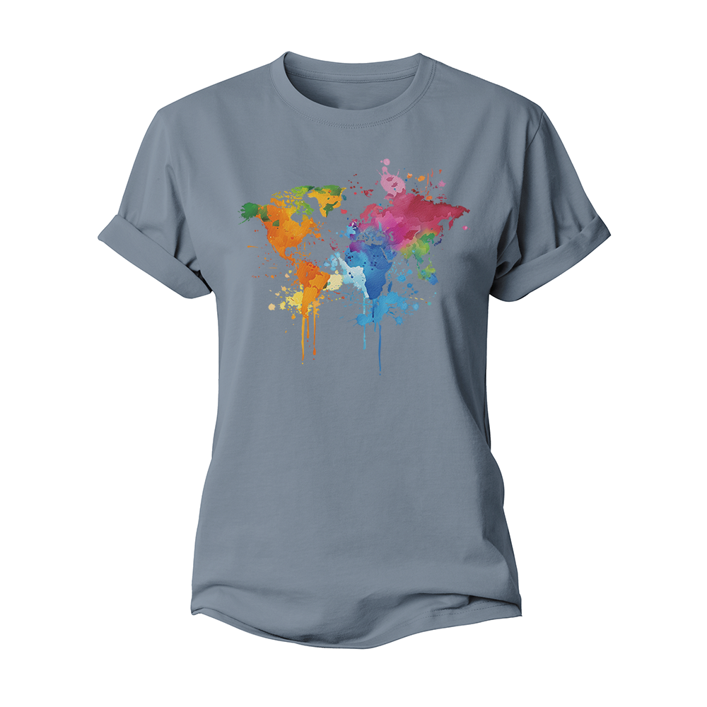 World Map Women's Cotton T-Shirt