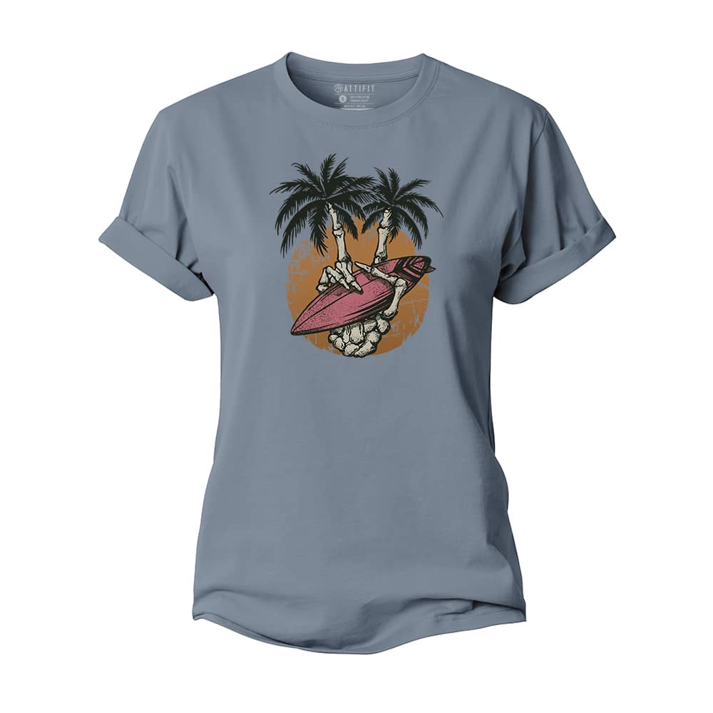 Palm Tree Skull Hand Women's Cotton T-Shirt