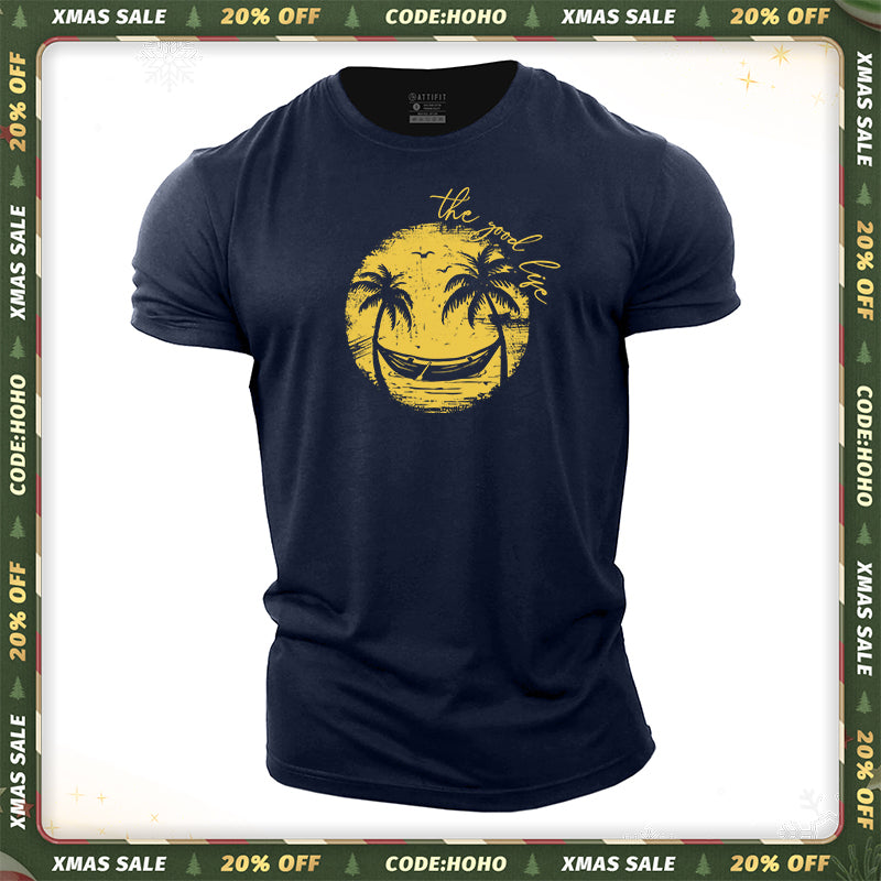 Smiley Palm Tree Cotton T-Shirt