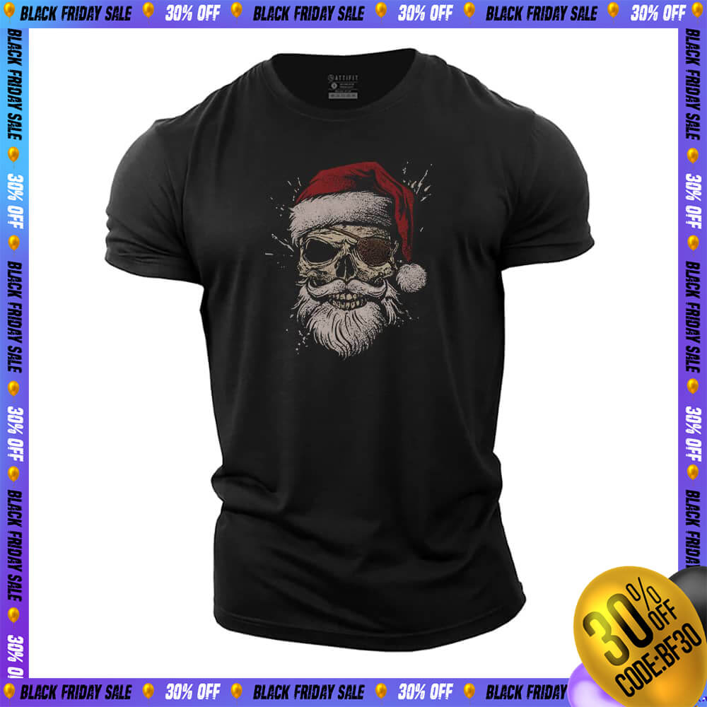 Christmas Pirate Skull Cotton T-Shirt