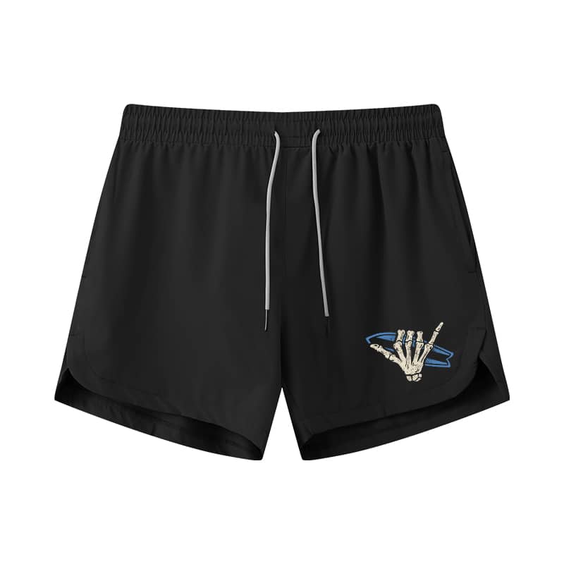 Skeleton Hand Surfboard Graphic Shorts