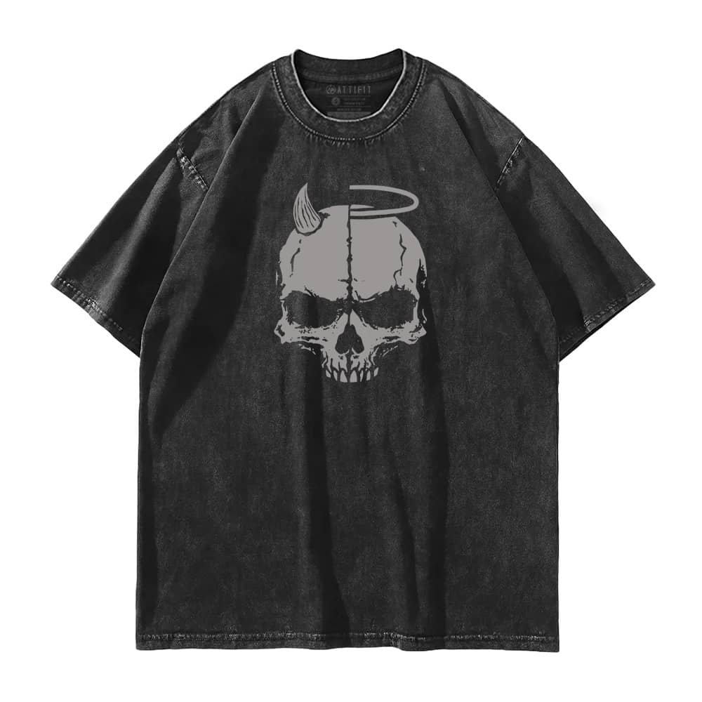 Devil Angel Skull Washed T-Shirt