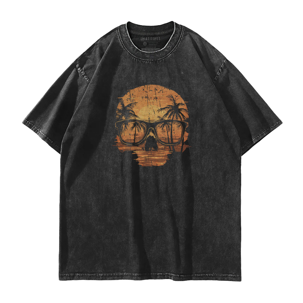 Sunset Skull Washed T-Shirt