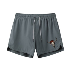 Christmas Bull Skull Graphic Shorts