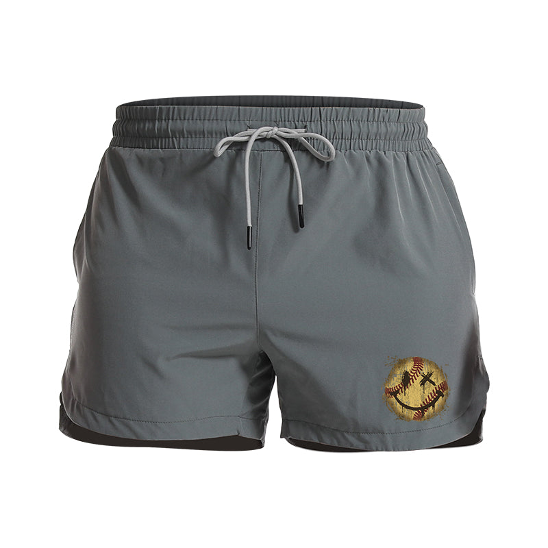 Baseball Smiley Graphic Shorts