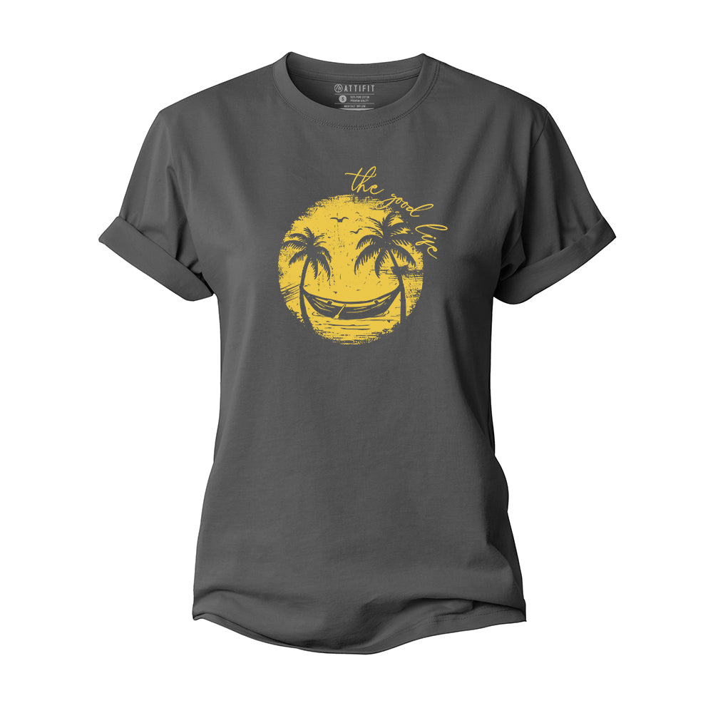 Smiley Palm Tree Women's Cotton T-Shirt