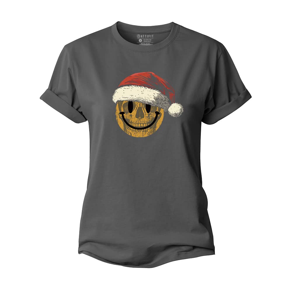 Christmas Smiley Skull Women's Cotton T-Shirt