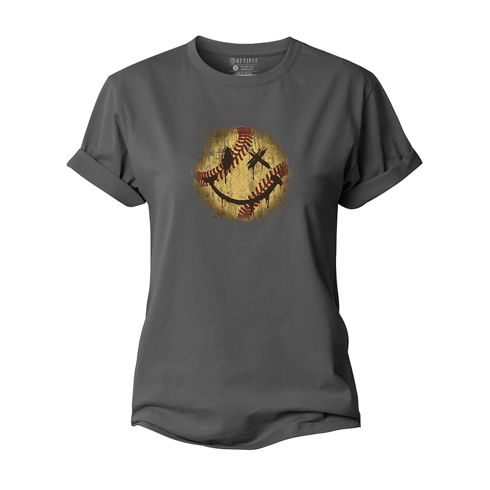 Baseball Smiley Women's Cotton T-Shirt