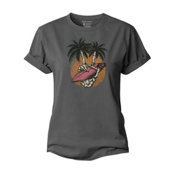 Palm Tree Skull Hand Women's Cotton T-Shirt