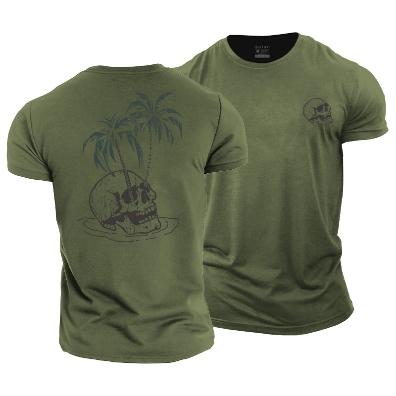 Skull Palm Tree Cotton T-Shirt