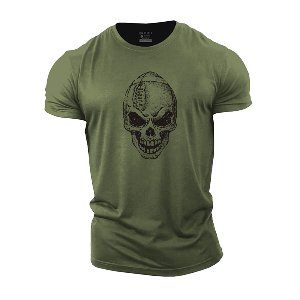 Football Skull Cotton T-Shirt