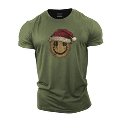 Christmas Headphones Smiley Cotton T-Shirt