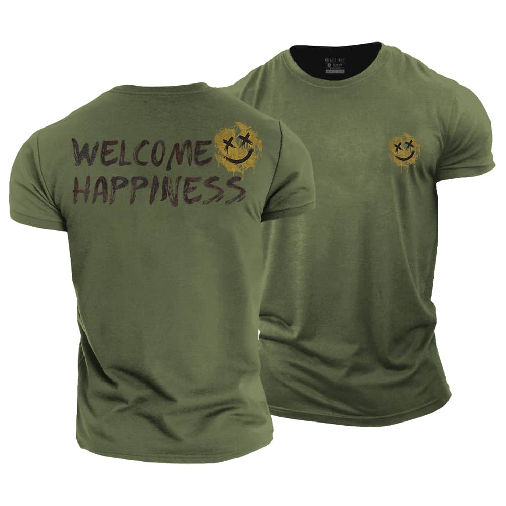 Welcome Happiness Cotton T-Shirt