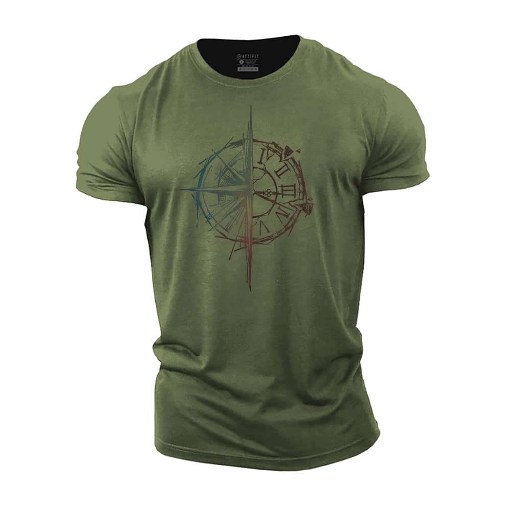 Compass Clock Cotton T-Shirt