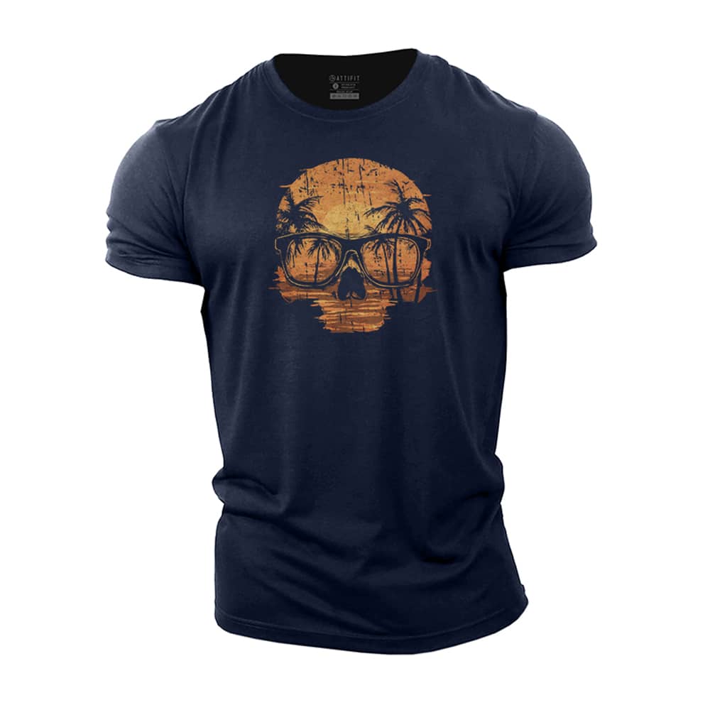 Sunset Skull Cotton T-Shirt