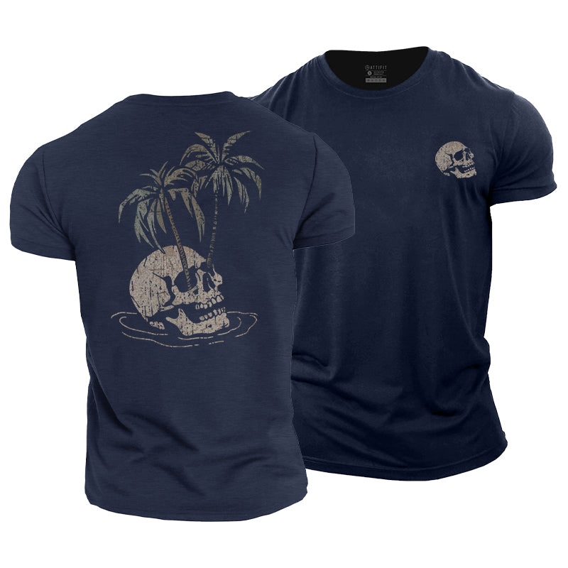 Skull Palm Tree Cotton T-Shirt