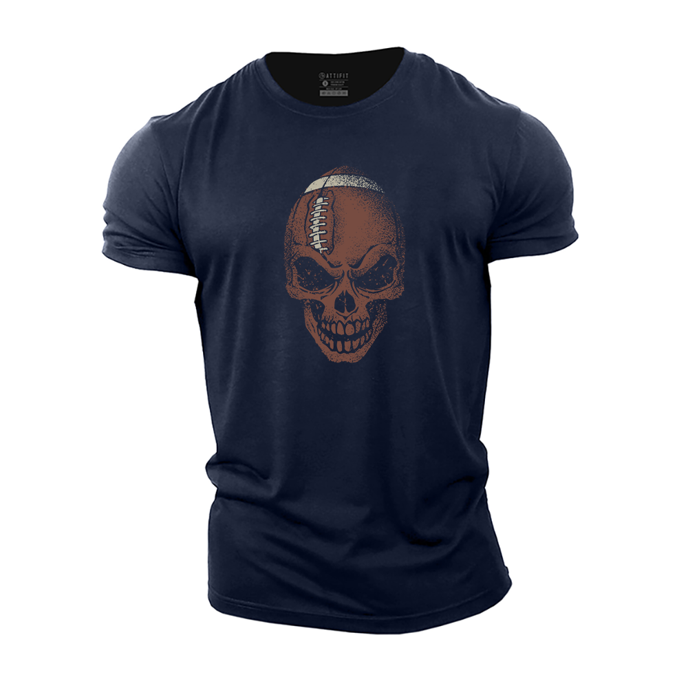 Football Skull Cotton T-Shirt