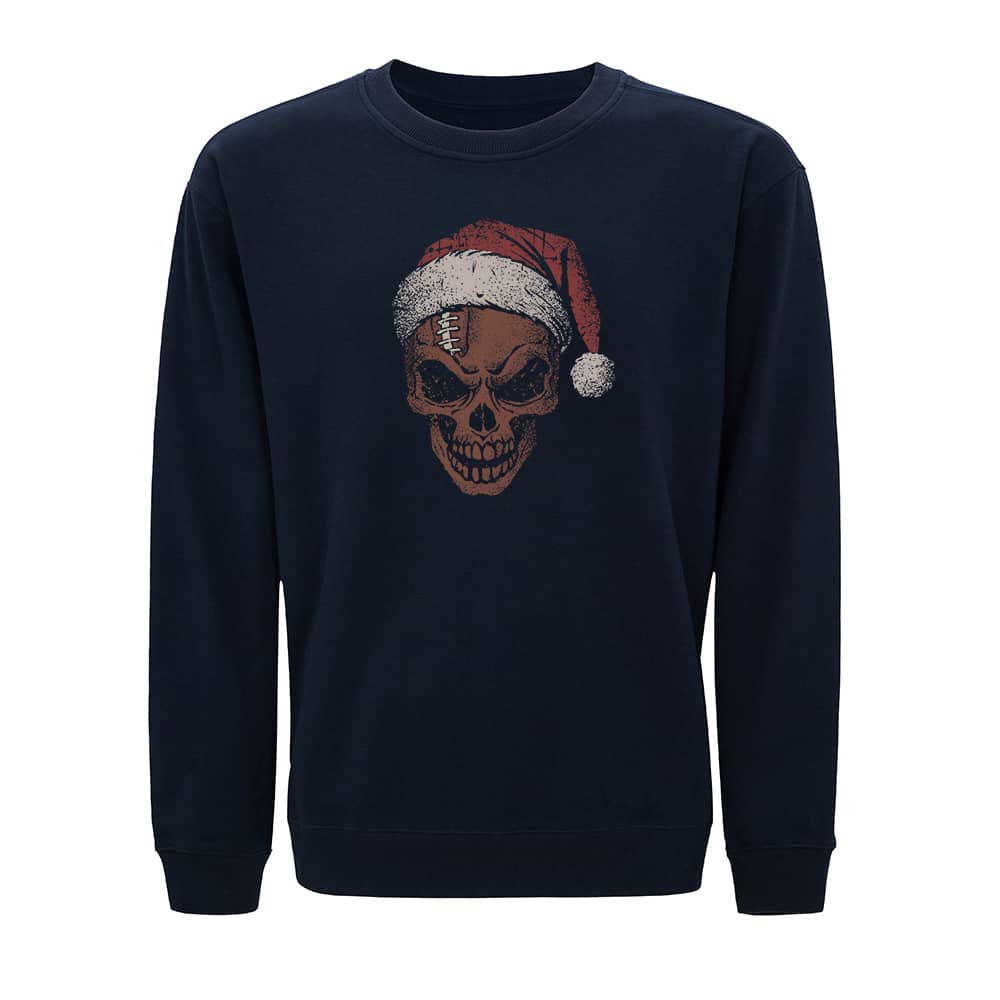 Christmas Football Skull Crewneck Sweatshirt