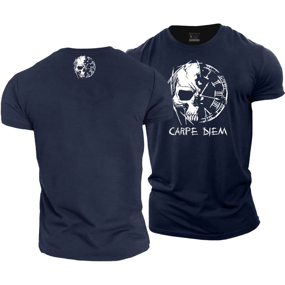 Carpe Diem Skull Cotton T-Shirt