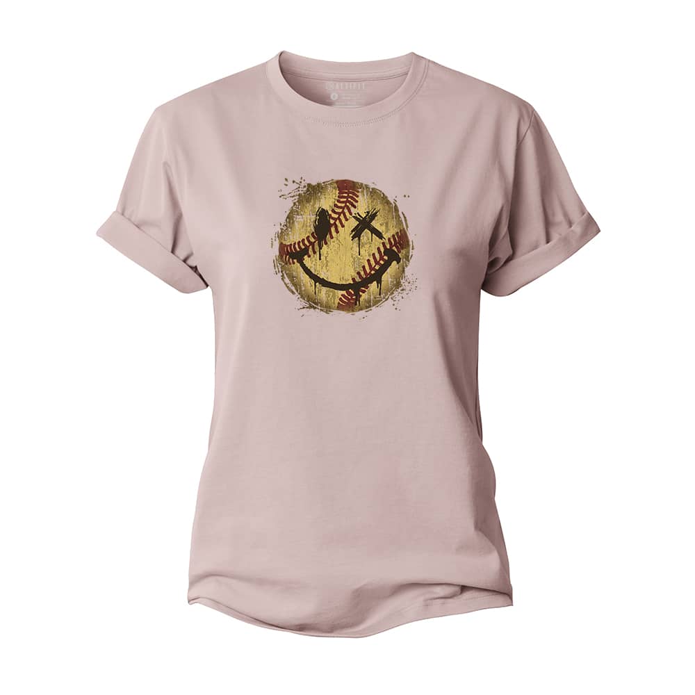 Baseball Smiley Women's Cotton T-Shirt