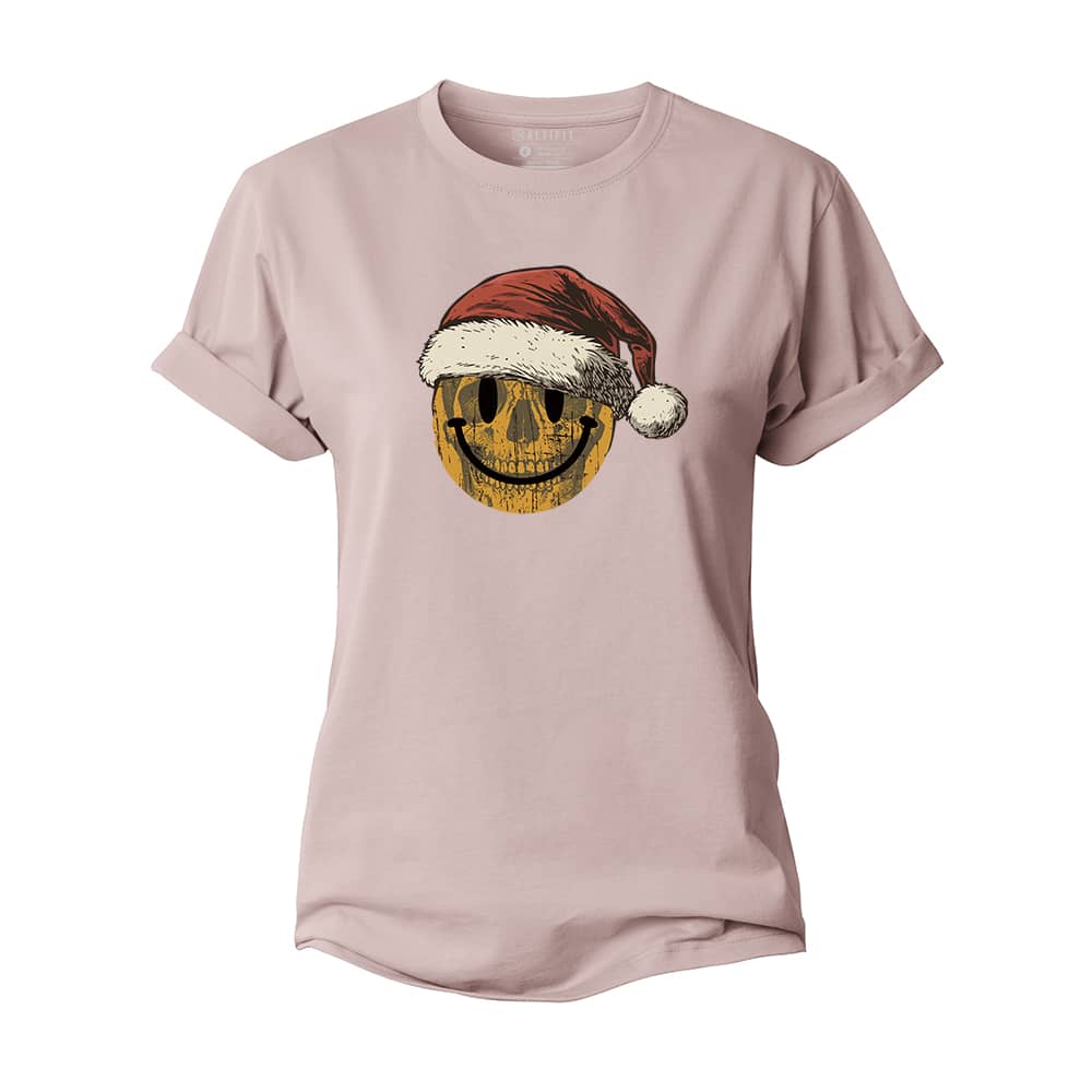 Christmas Smiley Skull Women's Cotton T-Shirt