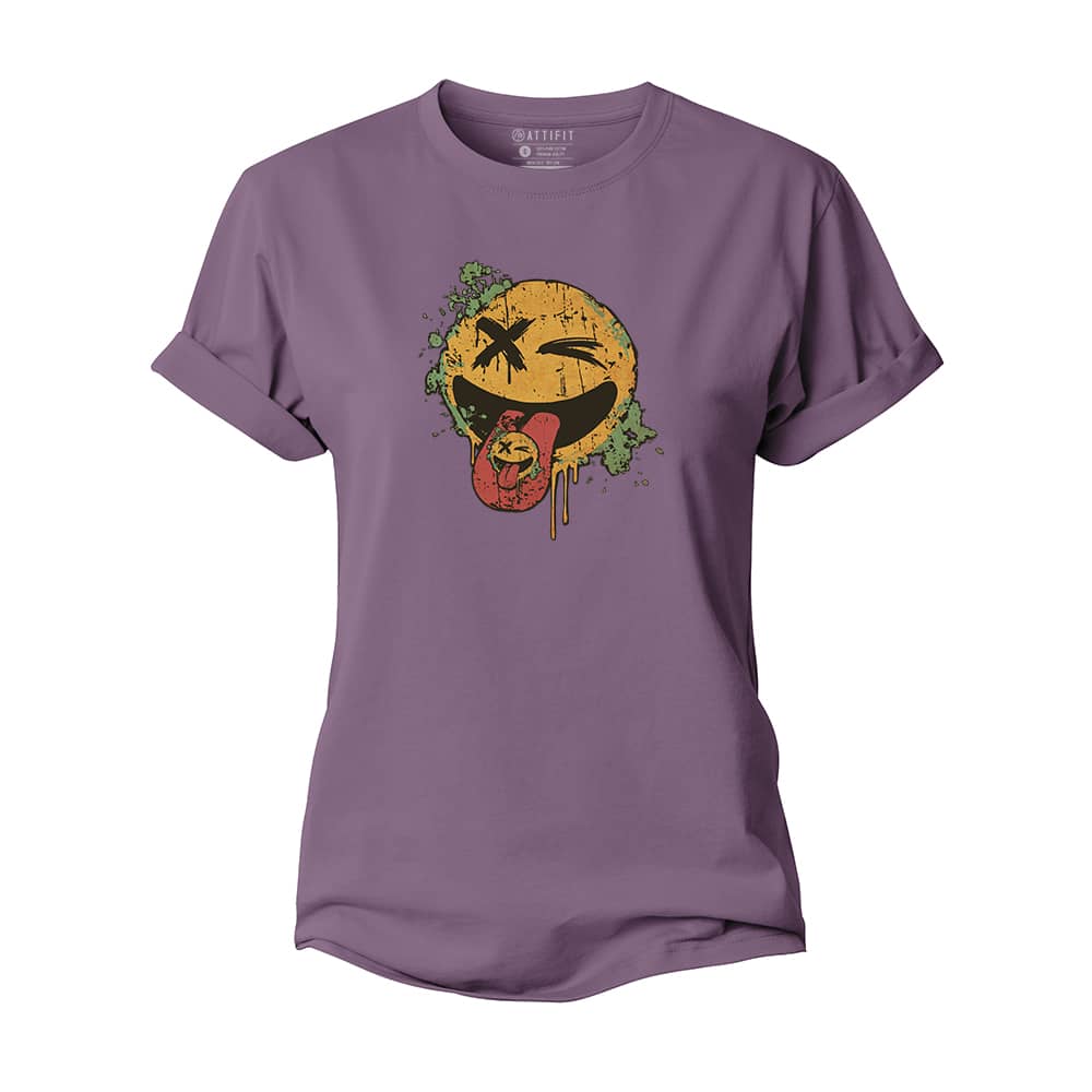 Smiley Stick Out Tongue Women's Cotton T-Shirt