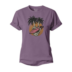 Palm Tree Skull Hand Women's Cotton T-Shirt