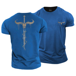 Bull Skull Sword Cotton T-Shirt