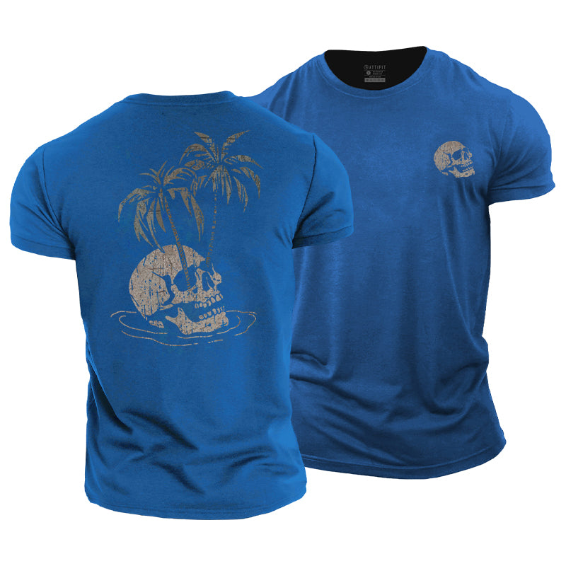 Skull Palm Tree Cotton T-Shirt