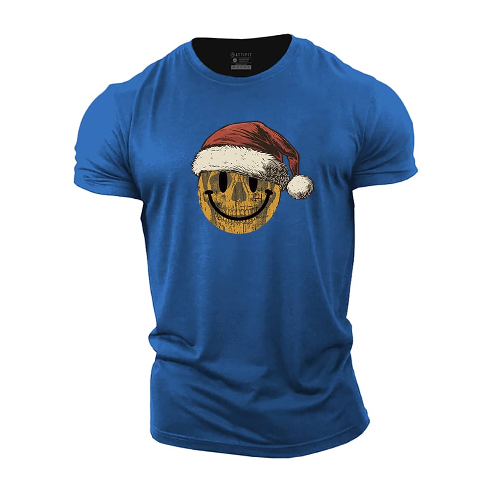 Christmas Skull Smiley Cotton T-Shirt