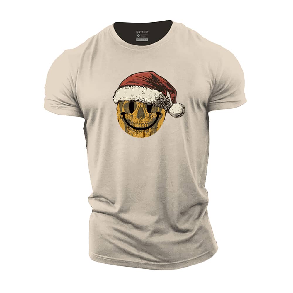 Christmas Skull Smiley Cotton T-Shirt