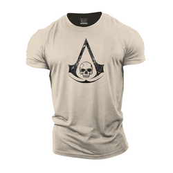 Skull A-shaped Shield Cotton T-Shirt