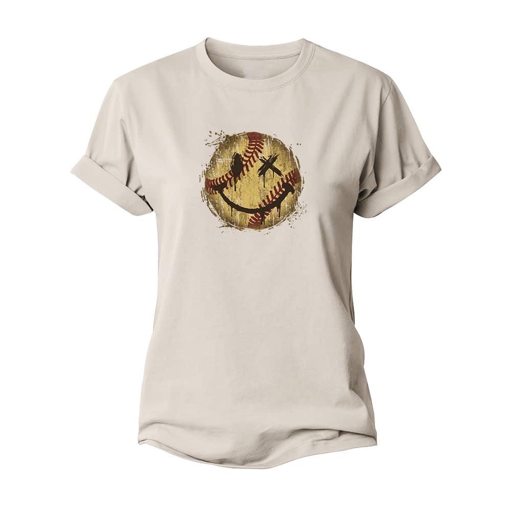 Baseball Smiley Women's Cotton T-Shirt