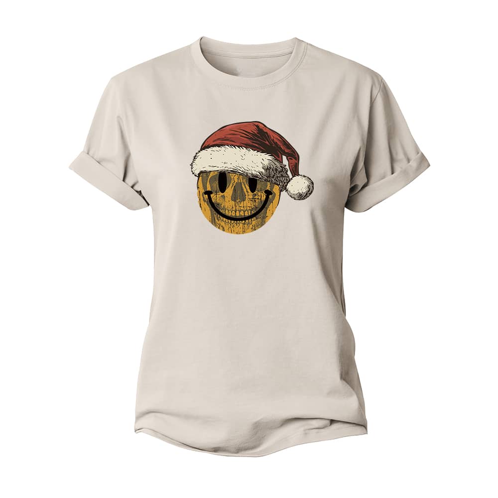 Christmas Smiley Skull Women's Cotton T-Shirt