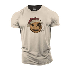 Christmas Smiley Palm Tree Cotton T-Shirt