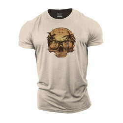 Sunset Skull Cotton T-Shirt