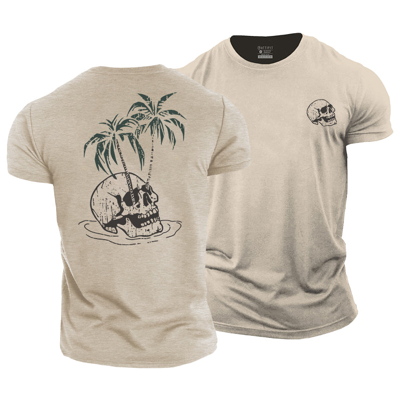 Skull Palm Tree Cotton T-Shirt