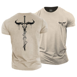 Bull Skull Sword Cotton T-Shirt