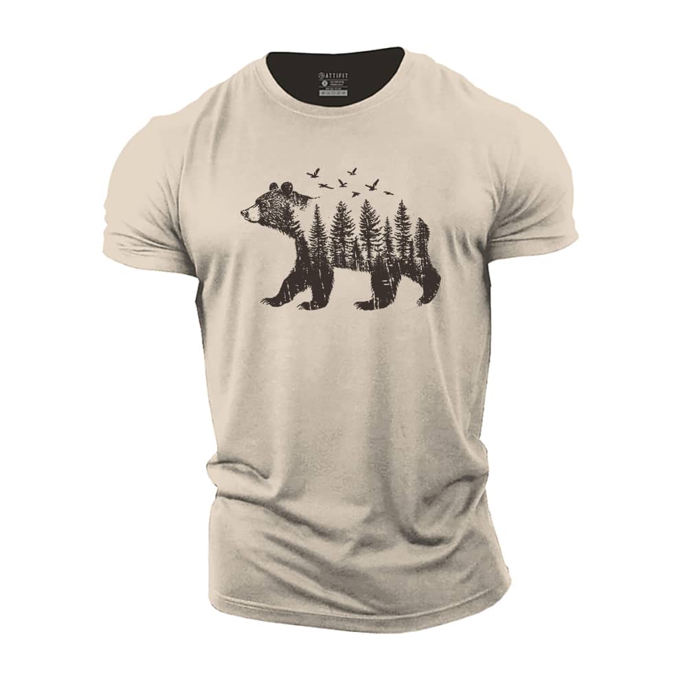 Bear And Forest Cotton T-Shirt