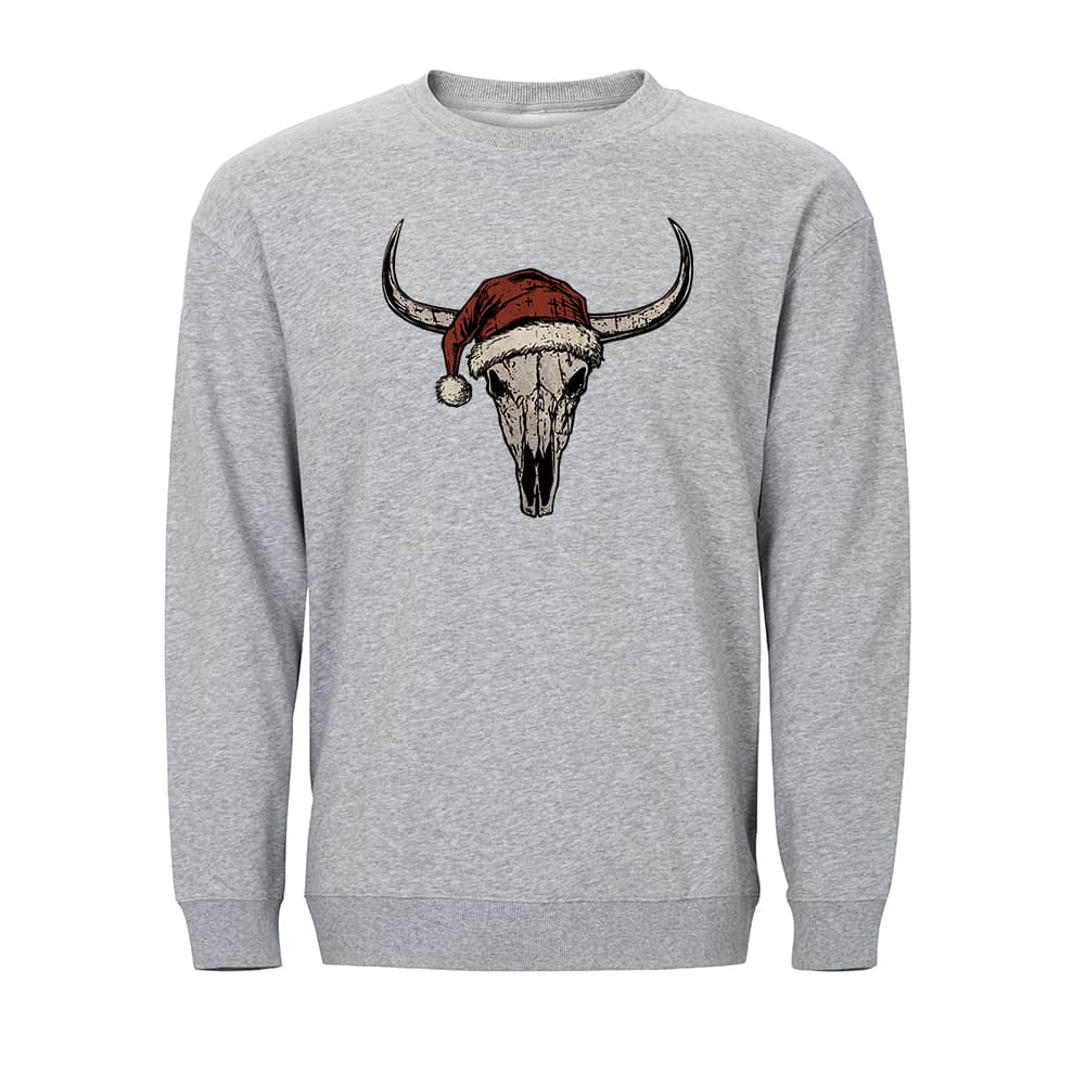 Christmas Bull Skull Crewneck Sweatshirt