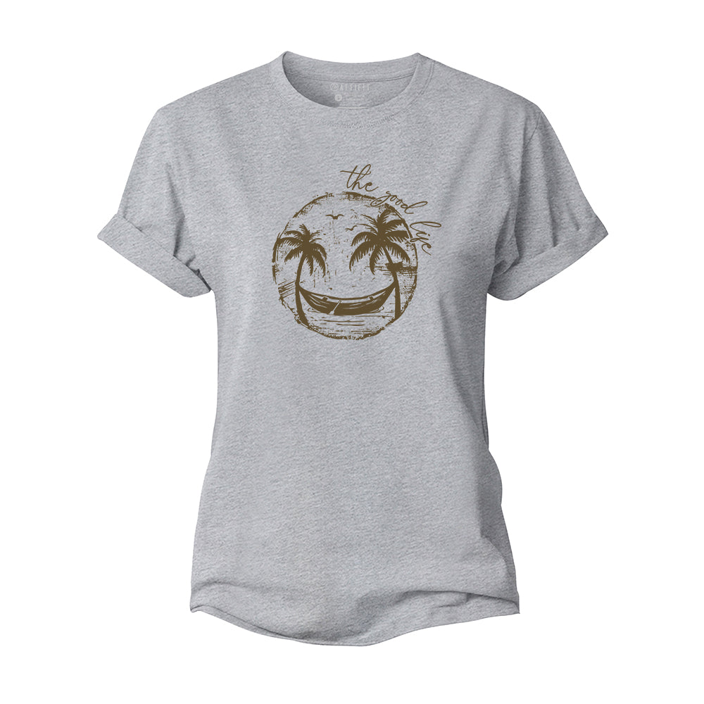 Smiley Palm Tree Women's Cotton T-Shirt