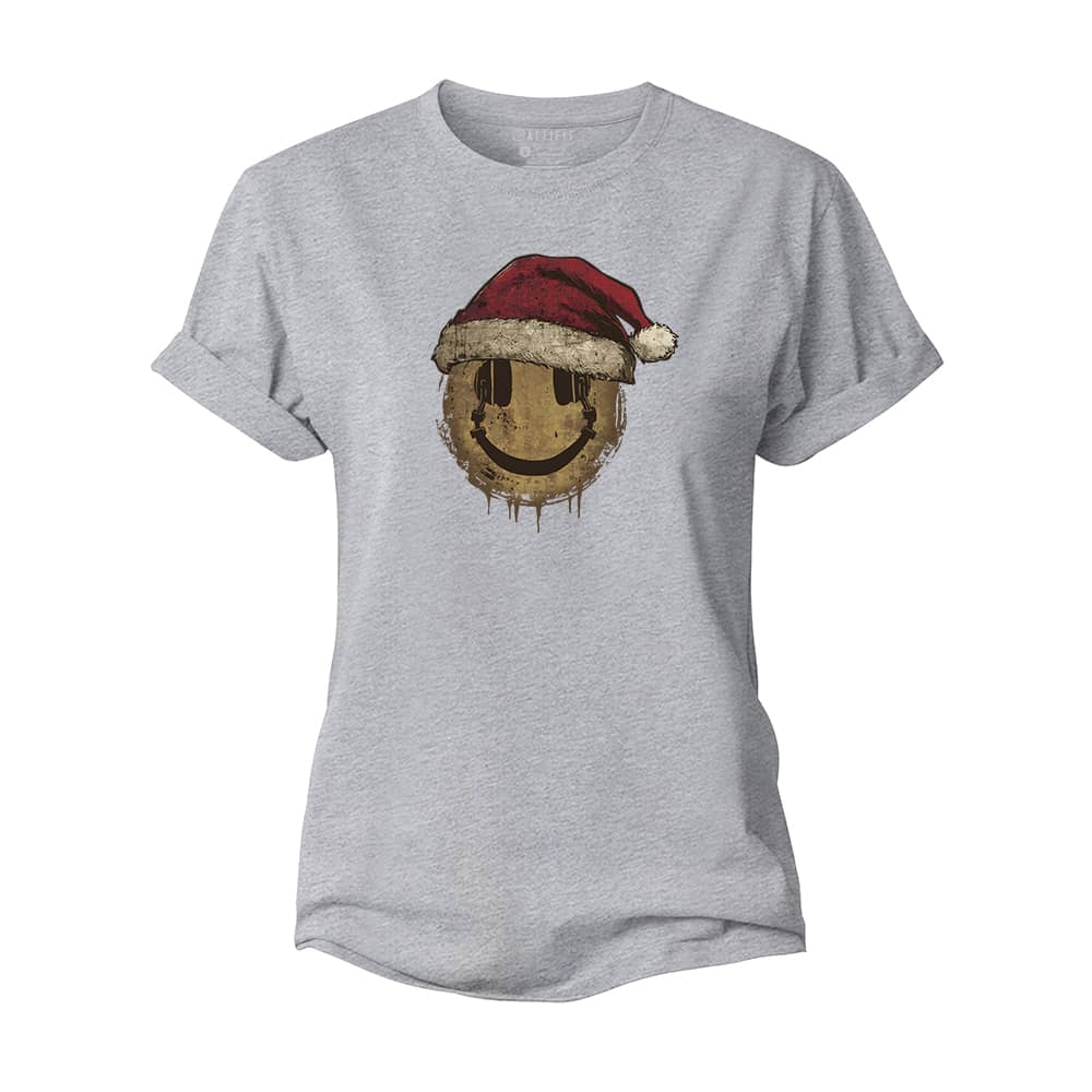 Christmas Headphones Smiley Women's Cotton T-Shirt