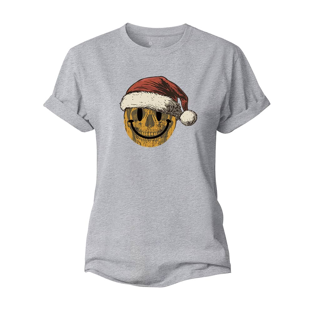 Christmas Smiley Skull Women's Cotton T-Shirt